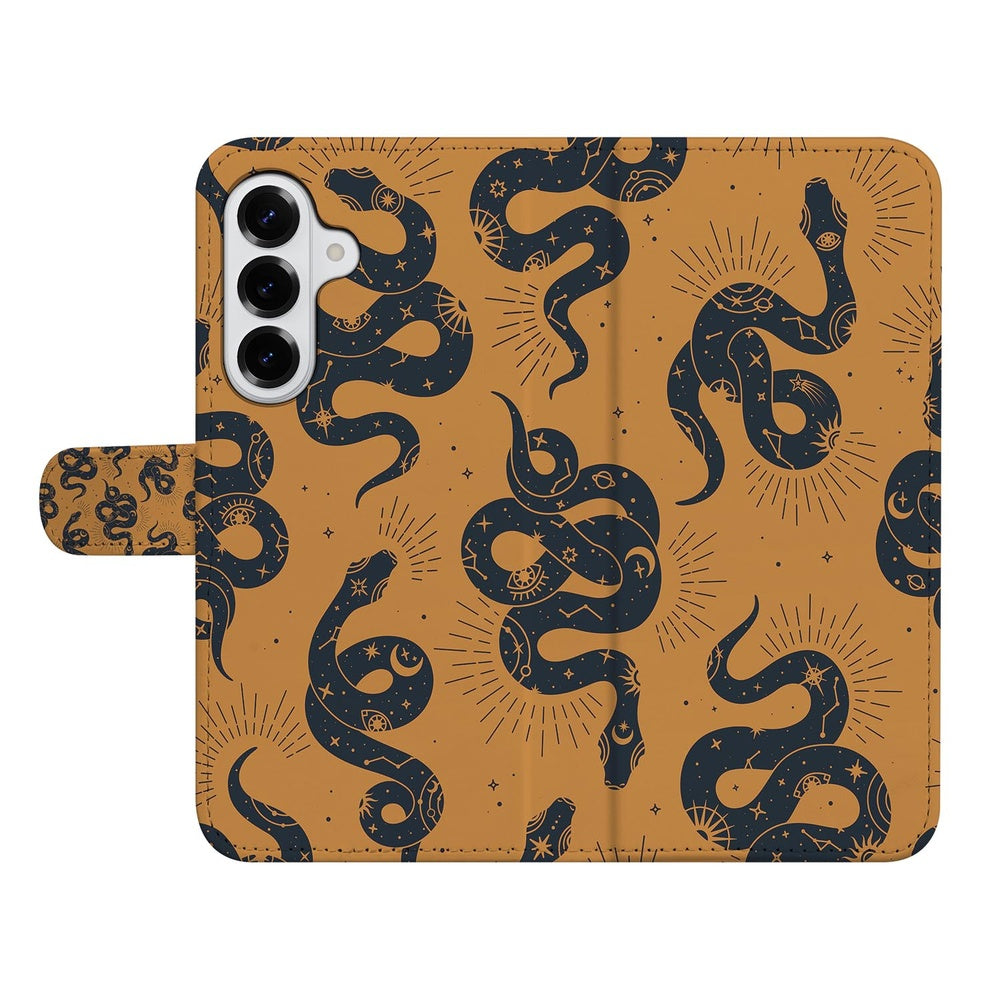 Samsung Galaxy S26 Telefoonhoesje Slangenontwerp slangenprint bruin vooraanzicht.