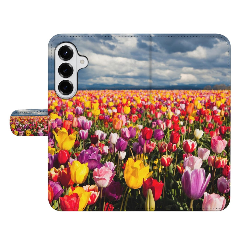 Samsung Galaxy S26 Portemonnee Hoesje Tulpen Motief Voorzijde bloemenveld tulpen.