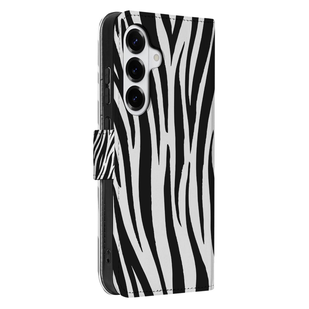 Samsung Galaxy S26 Portemonnee Hoesje Zebra Print Vooraanzicht.