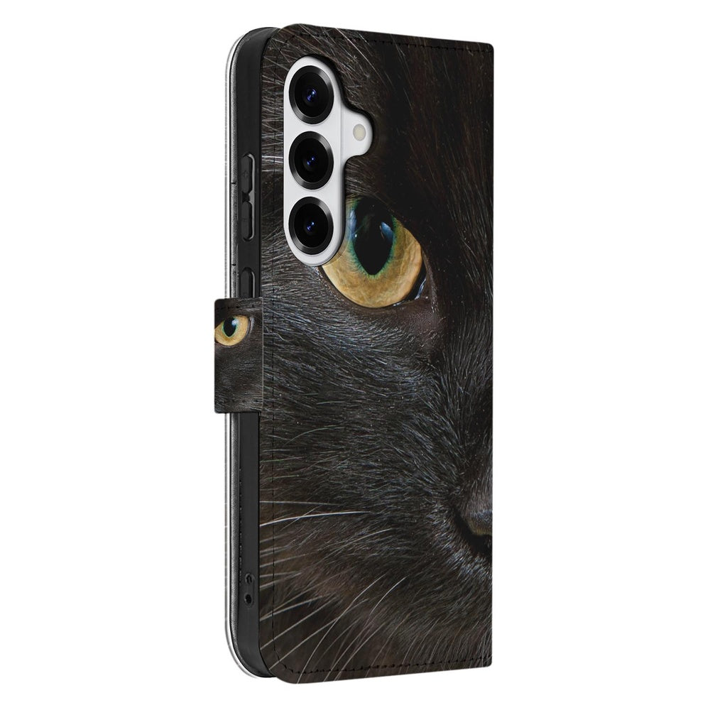 Samsung Galaxy S26 Portemonnee Hoesje Zwarte Kat zijaanzicht.