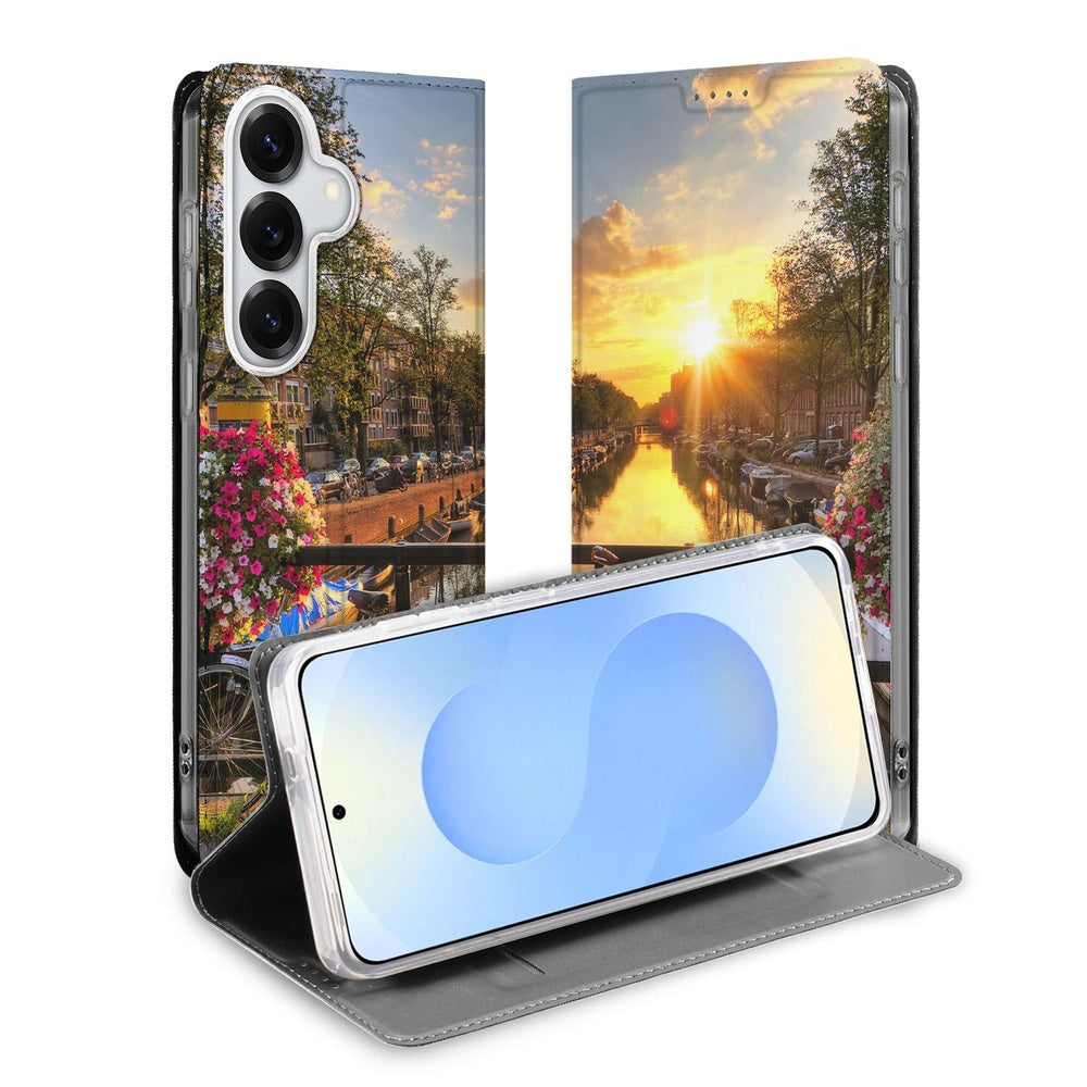 Samsung Galaxy S26 Book Cover Amsterdamse Grachten Book Cover Amsterdamse Grachten Vooraanzicht.