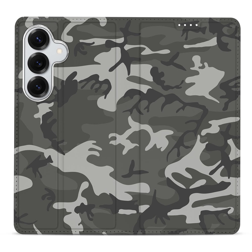 Samsung Galaxy S26 Bookcase Hoesje Army Light camouflageprint vooraanzicht.