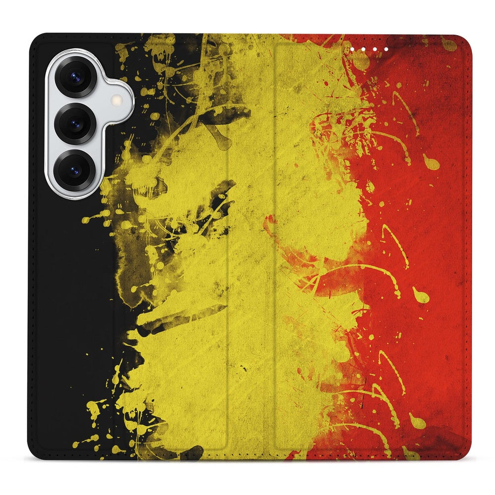 Samsung Galaxy S26 Book Cover Belgie Design Belgische vlag kleuren Vooraanzicht.