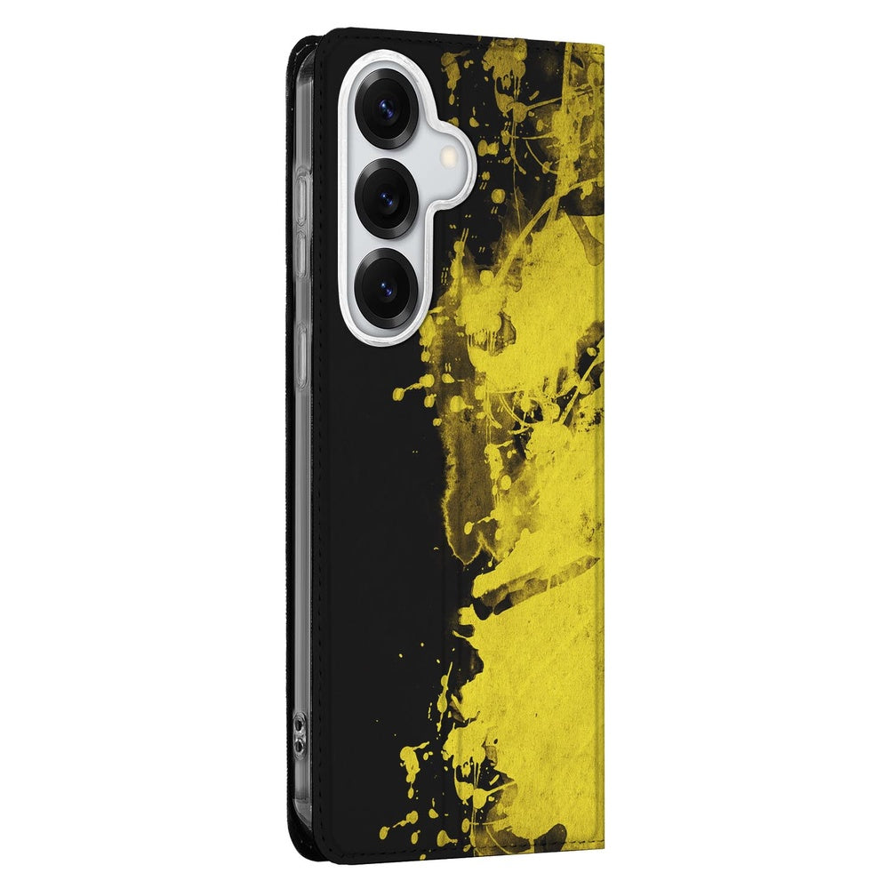 Samsung Galaxy S26 Book Cover Belgie design zwart geel vooraanzicht.
