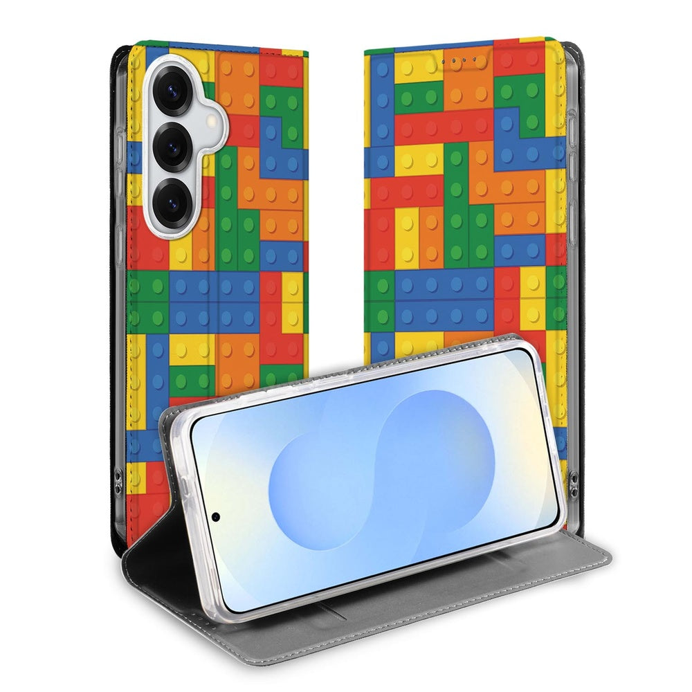 Samsung Galaxy S26 Book Case Blokken blokkenprint vooraanzicht.