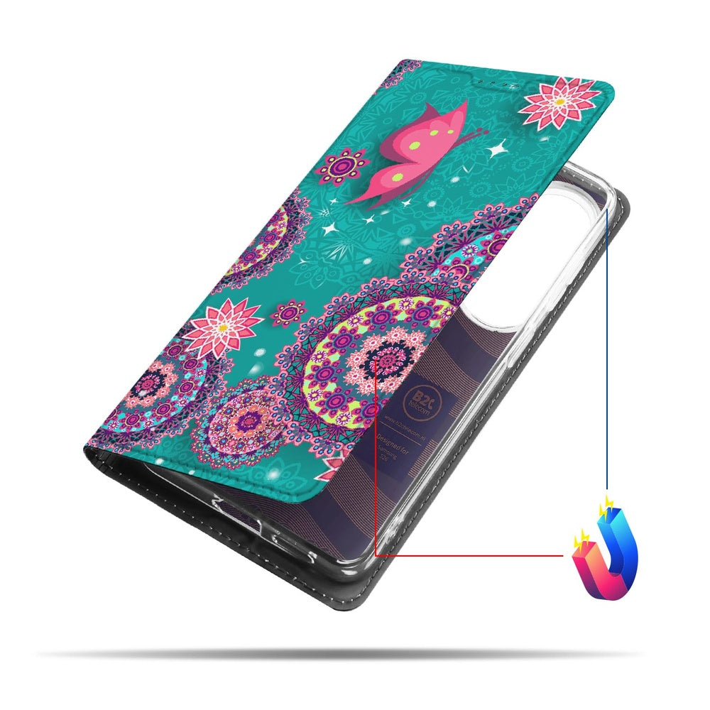 Samsung Galaxy S26 Flip Style Cover Cirkels en Vlinders boekcase cirkels vlinders vooraanzicht.