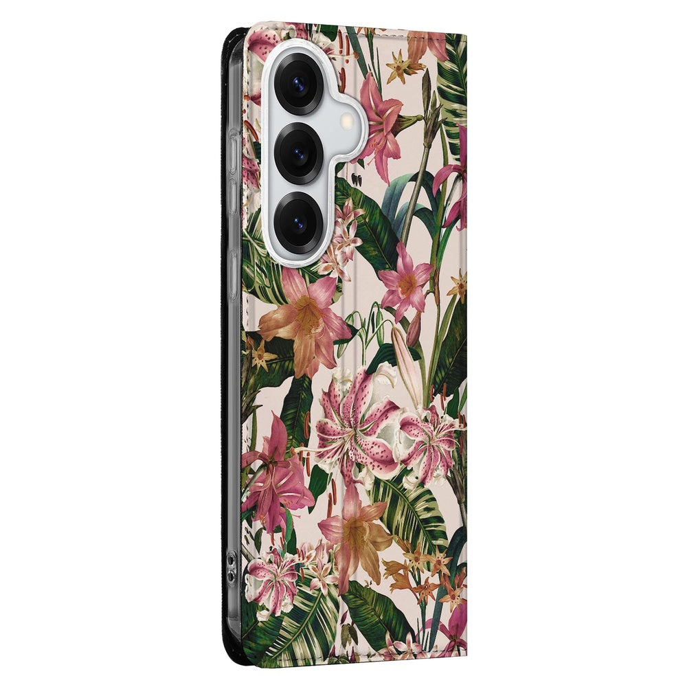 Samsung Galaxy S26 Smart Cover Hoesje Flowers bloemen ontwerp vooraanzicht.