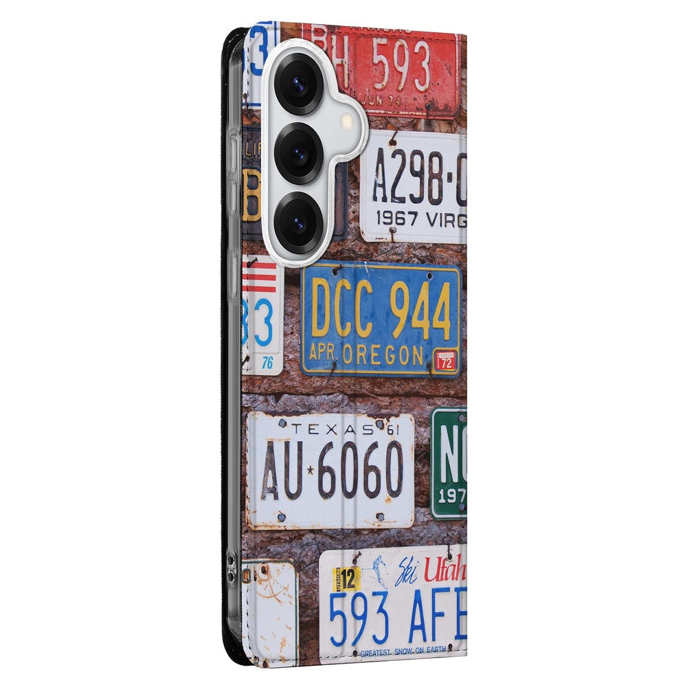 Samsung Galaxy S26 Book Case Kentekenplaten Amerikaanse kentekenplaten achteraanzicht.