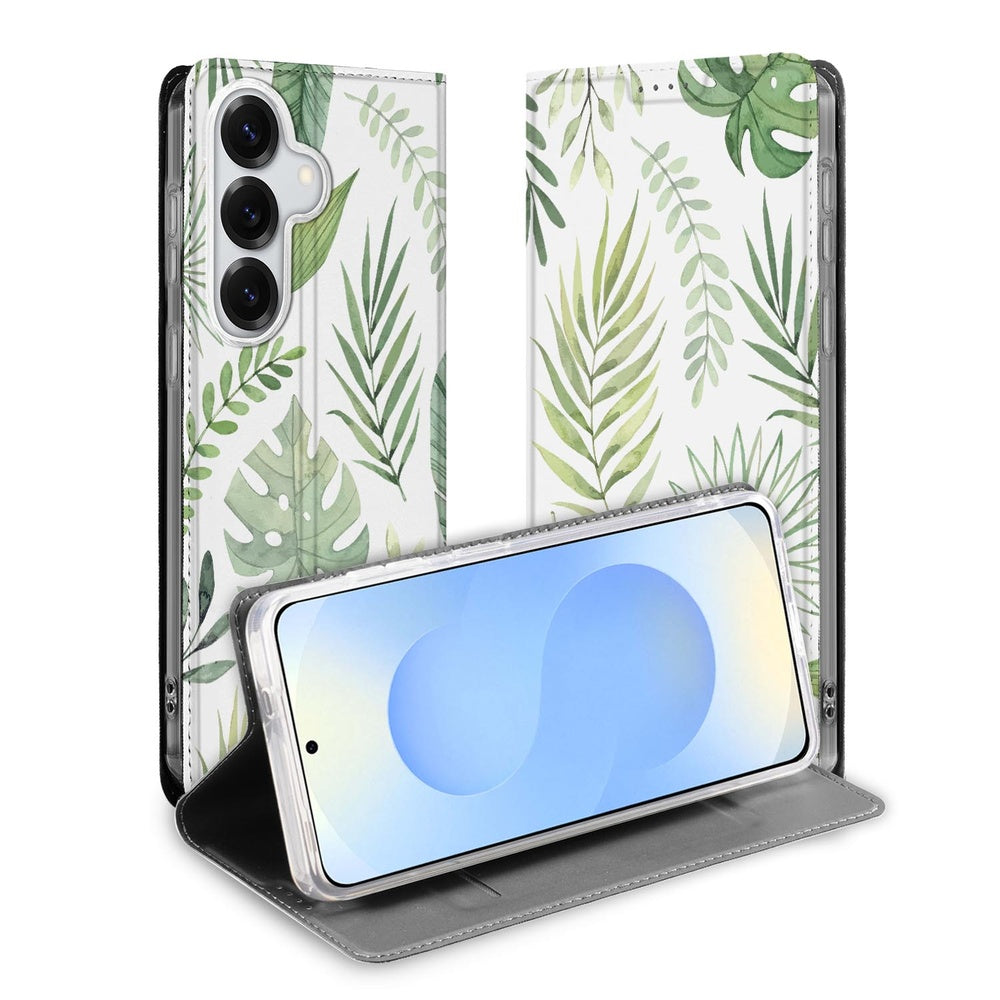 Samsung Galaxy S26 Bookcase Leaves Vooraanzicht.