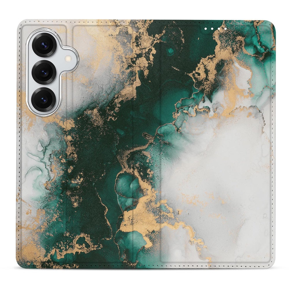 Samsung Galaxy S26 Book Cover Marmer Groen Vooraanzicht.