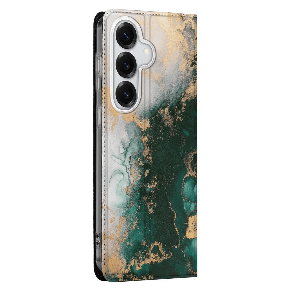 Samsung Galaxy S26 Book Cover Marmer Groen Aanzicht.