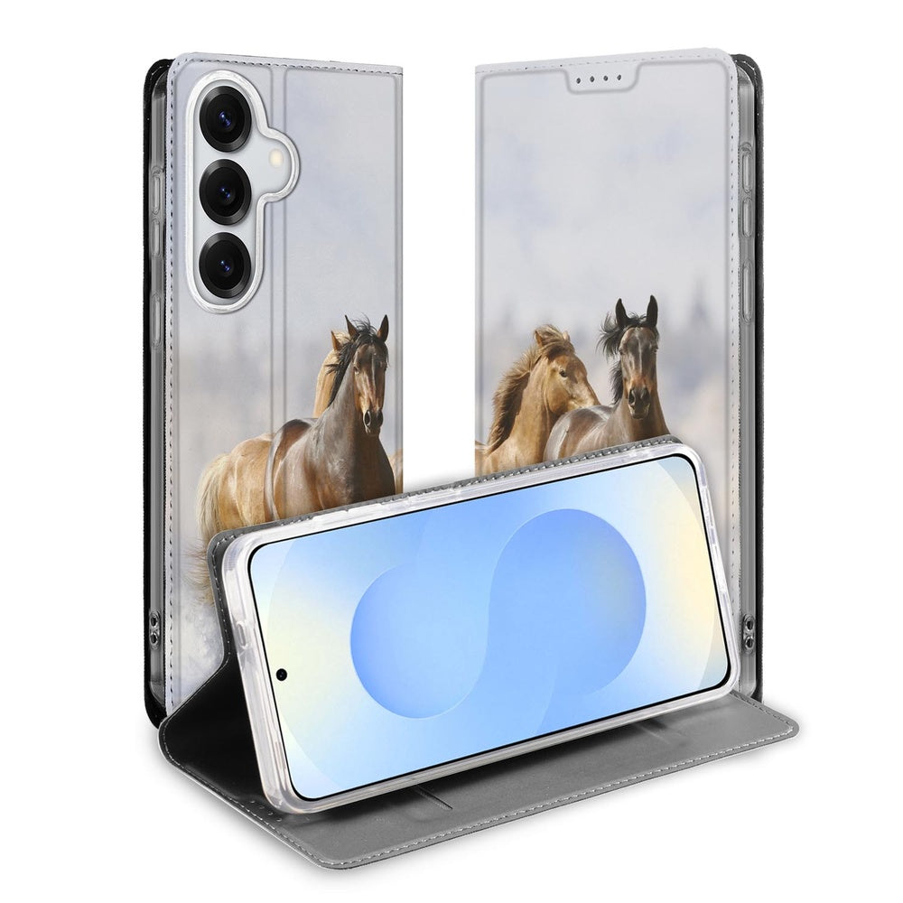 Samsung Galaxy S26 Bookcase Hoesje Paarden vooraanzicht.
