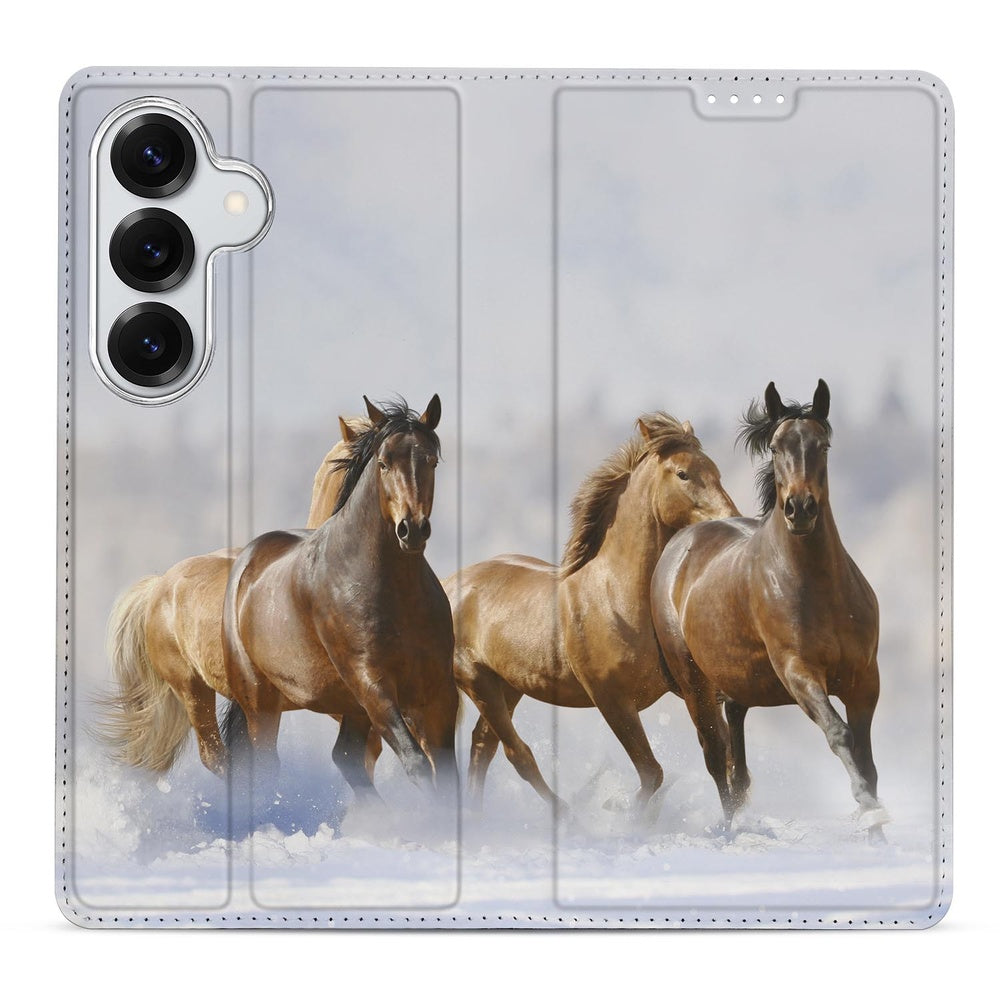 Samsung Galaxy S26 Bookcase Hoesje Paarden Vooraanzicht.
