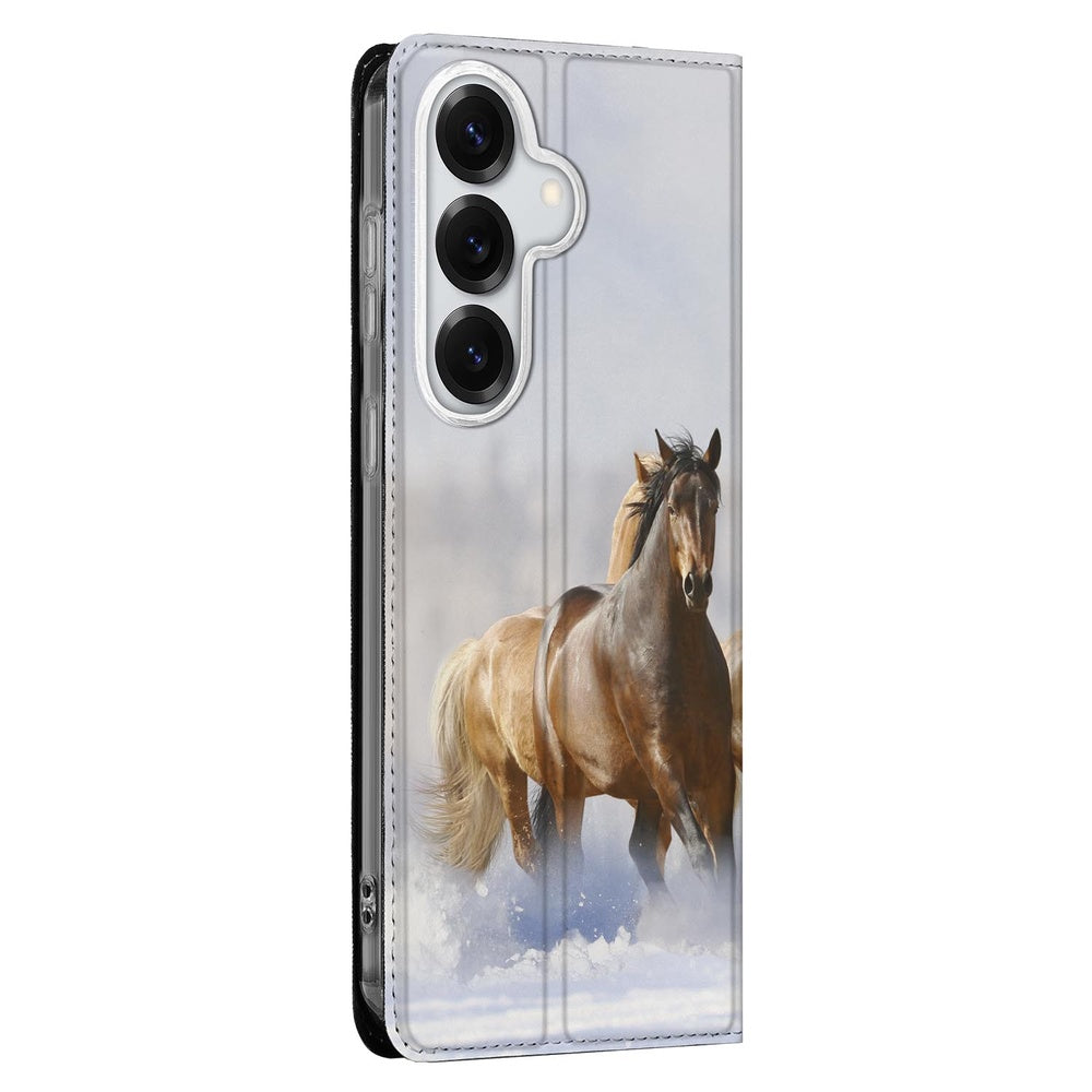 Samsung Galaxy S26 Bookcase Hoesje Paarden Vooraanzicht.