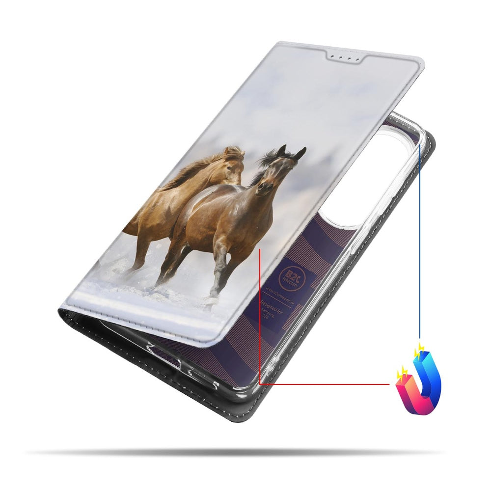 Samsung Galaxy S26 Bookcase Hoesje Paarden Vooraanzicht.