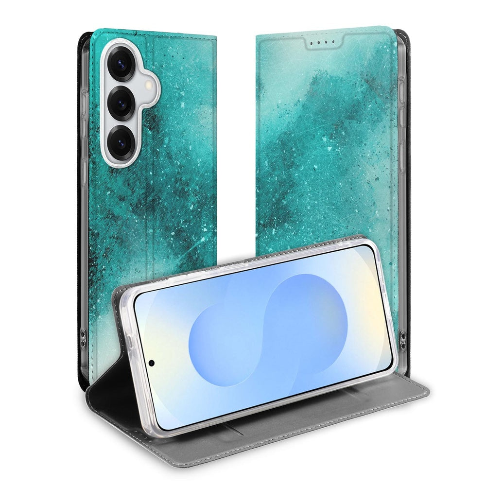 Samsung Galaxy S26 Book Case Painting Blue Vooraanzicht.