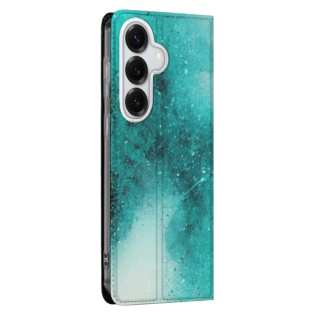 Samsung Galaxy S26 Book Case Painting Blue Vooraanzicht.