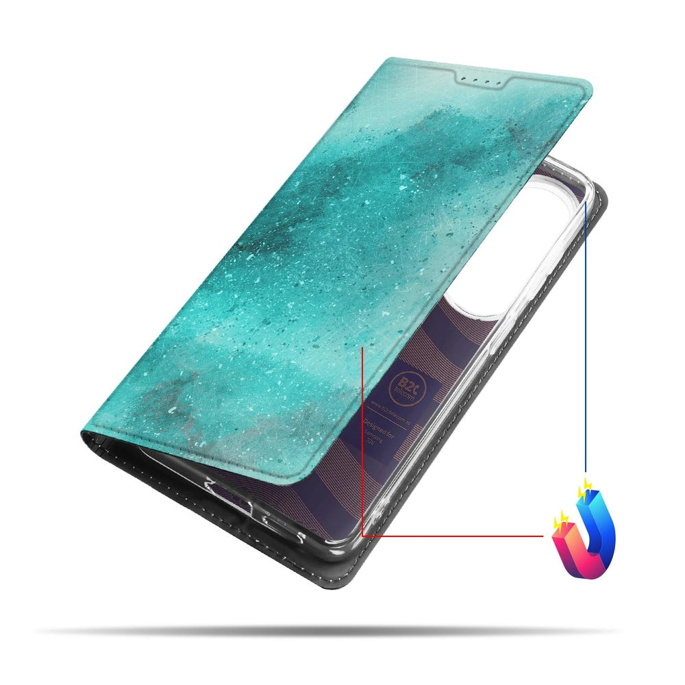 Samsung Galaxy S26 Book Case Painting Blue Vooraanzicht.
