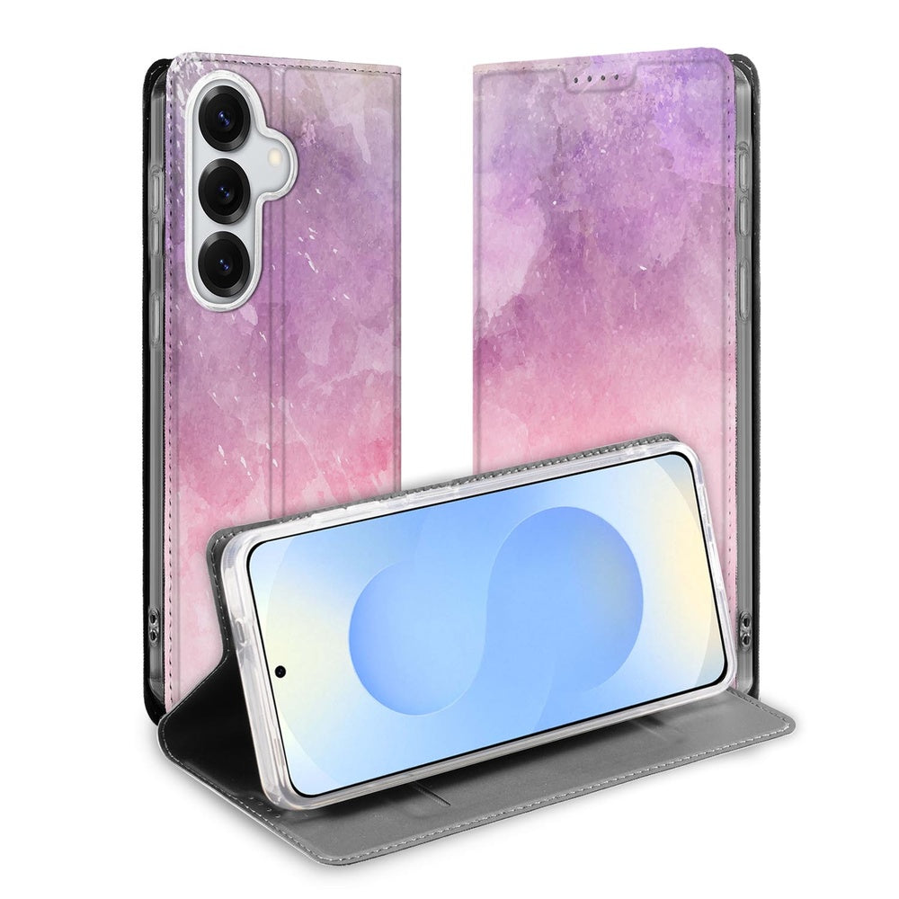 Samsung Galaxy S26 Bookcase Hoesje Pink Purple Paint Vooraanzicht.