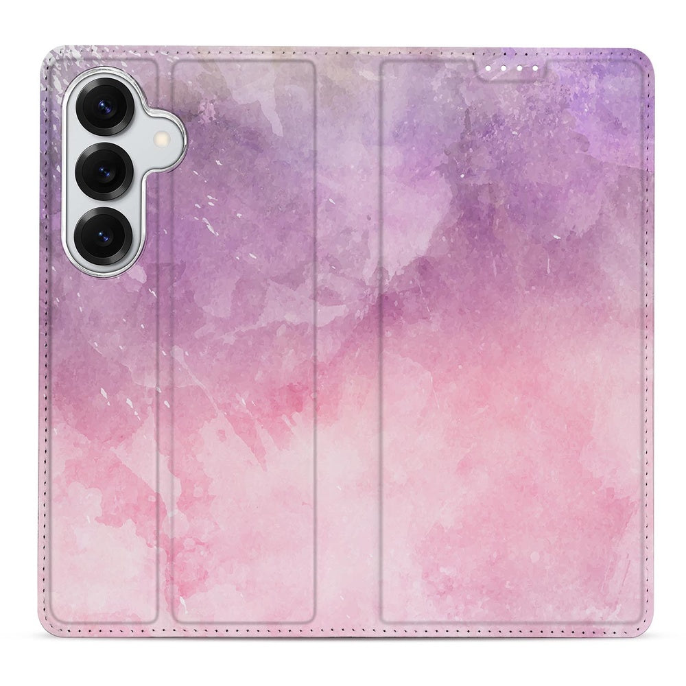 Samsung Galaxy S26 Bookcase Hoesje Pink Purple Paint Vooraanzicht.