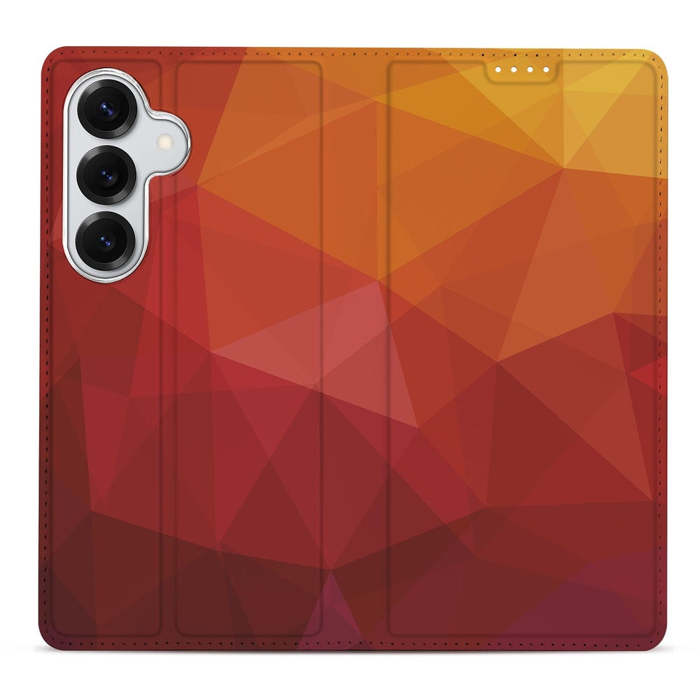 Samsung Galaxy S26 Book Case Polygon Red Vooraanzicht.