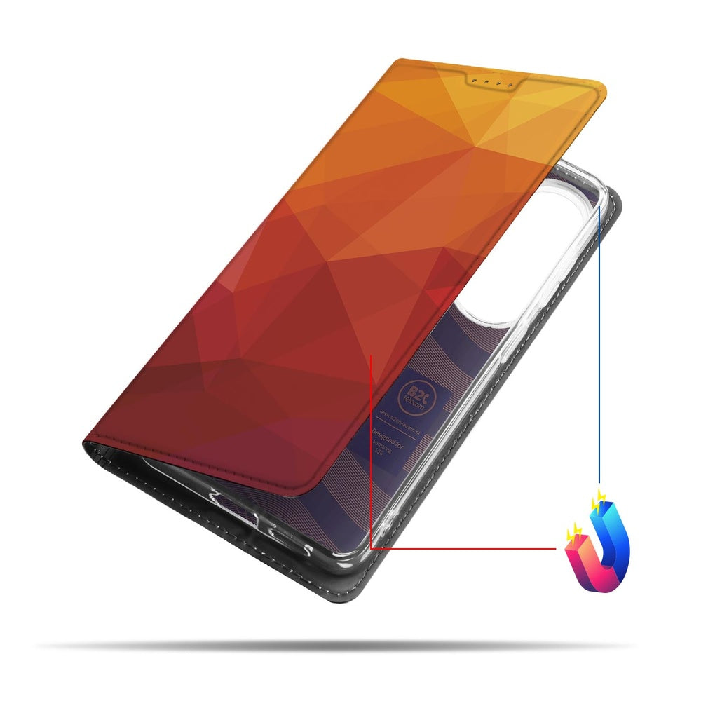 Samsung Galaxy S26 Book Case Polygon Red Vooraanzicht.