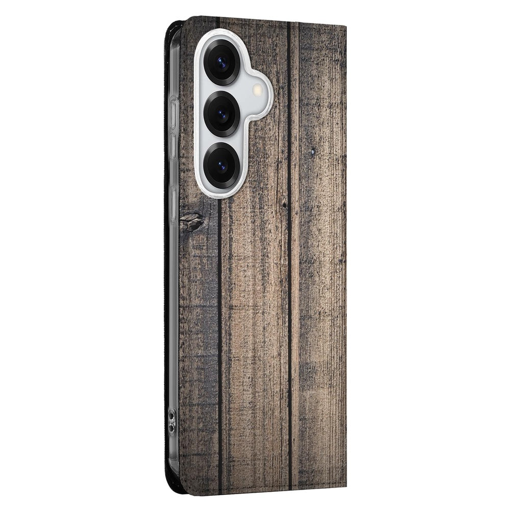 Samsung Galaxy S26 Book Case Steigerhout Steigerhout-print Vooraanzicht.