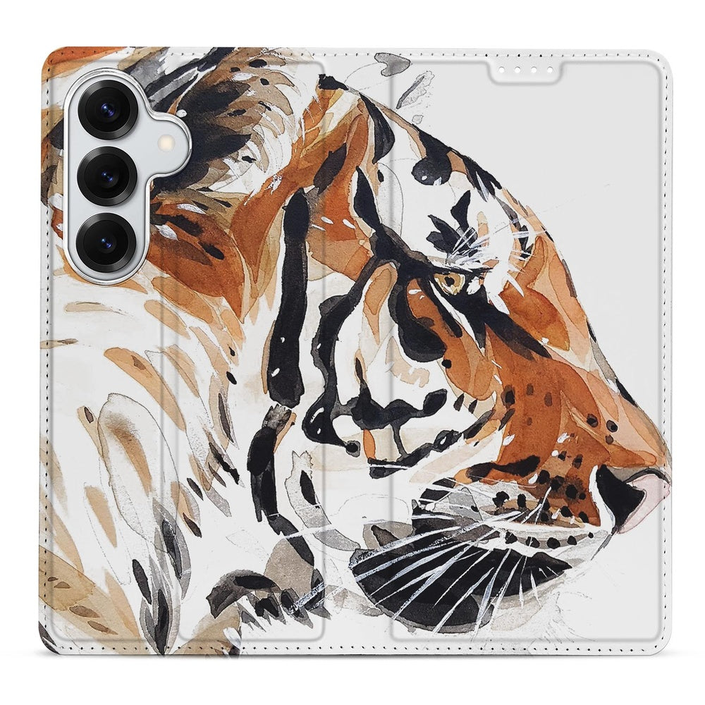 Samsung Galaxy S26 Book Cover Tigerprint vooraanzicht.