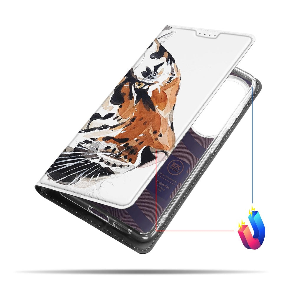 Samsung Galaxy S26 Book Cover Tiger watercolorhoesje vooraanzicht.