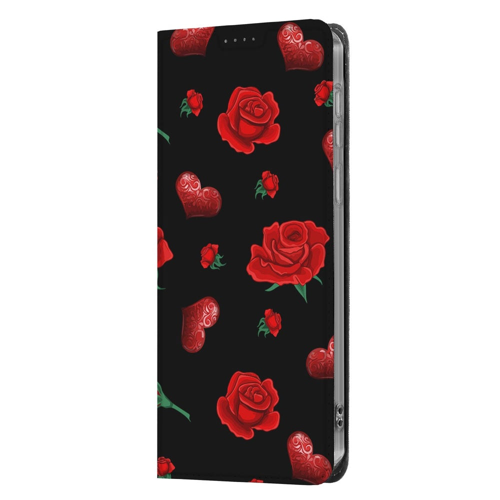Samsung Galaxy S26 Bookcase Valentine rozen hartjes voorkant.