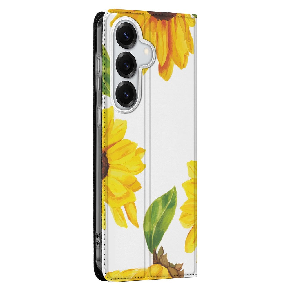 Samsung Galaxy S26 Book Case Zonnebloemen Book Case Zonnebloemen Vooraanzicht.