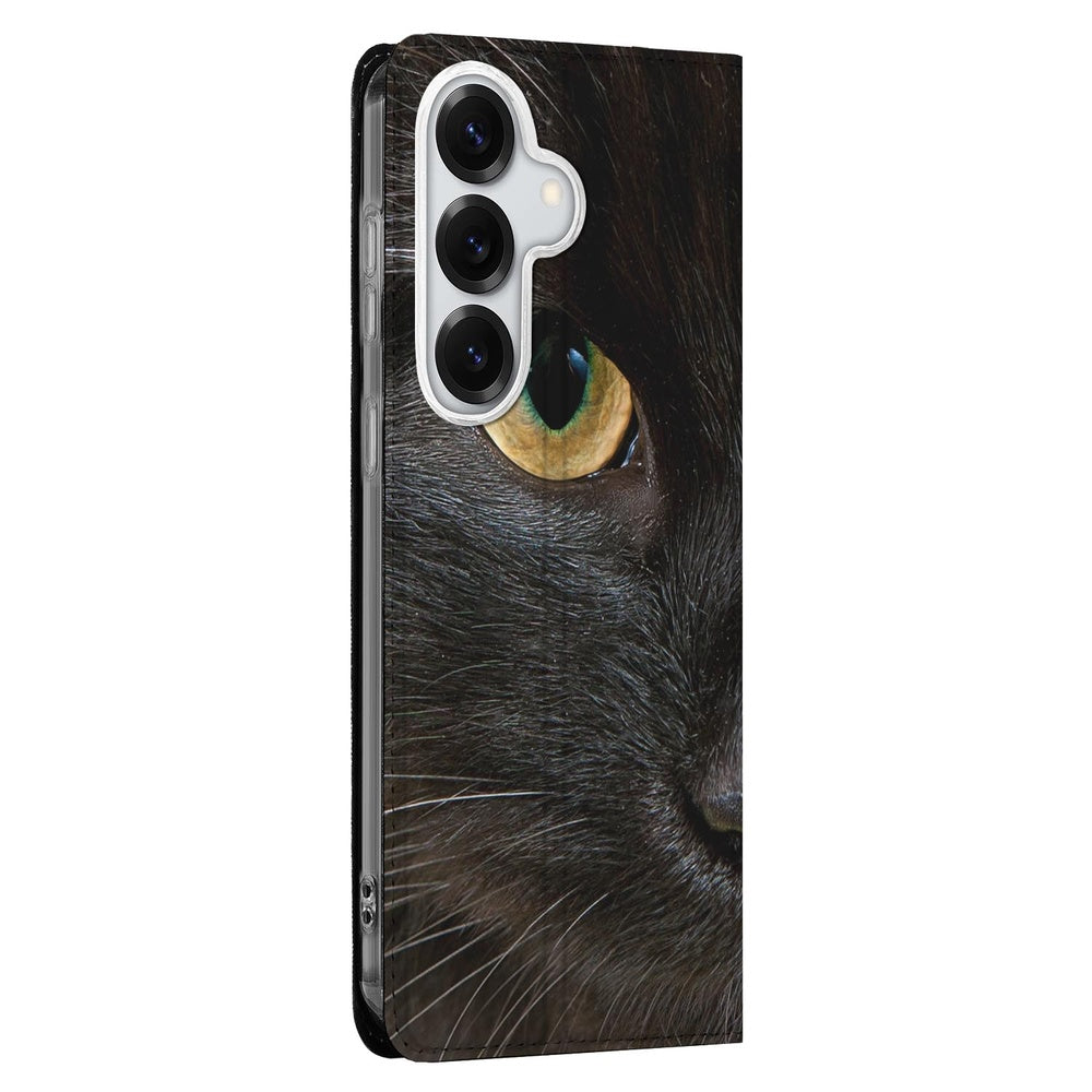 Samsung Galaxy S26 Book Case Zwarte Kat Book Case zwart kat design vooraanzicht.