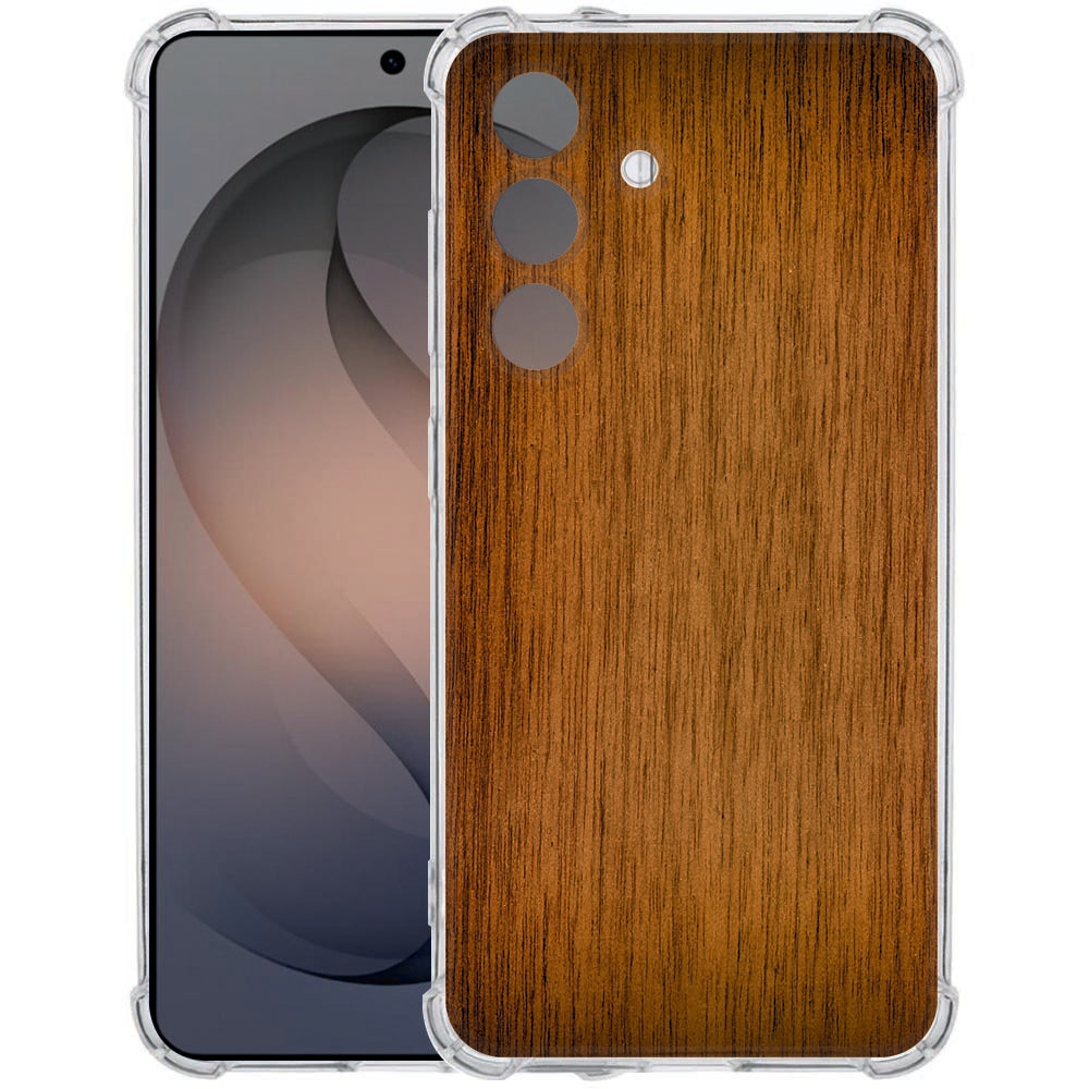 Samsung Galaxy S26 TPU Siliconen Hoesje Donker Hout Valbestendig