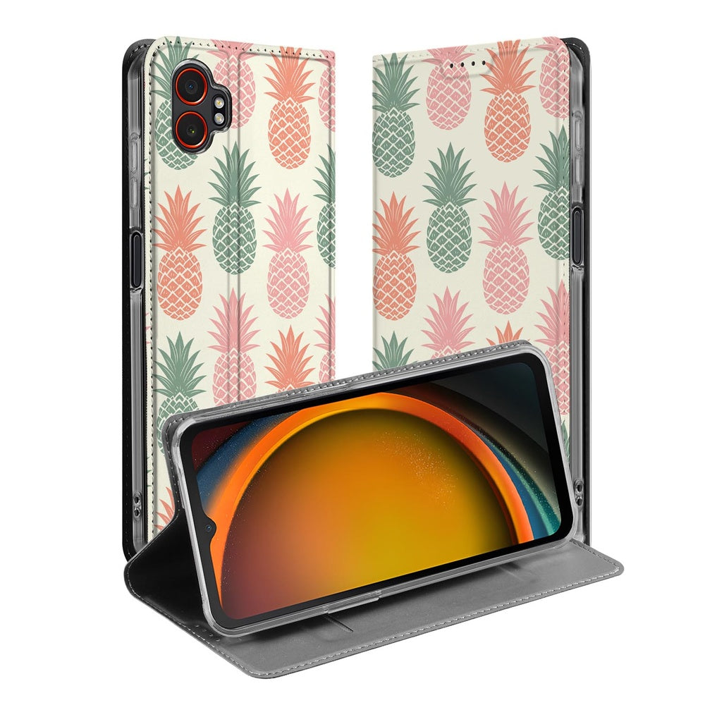Samsung Xcover 7 Pro Book Cover Ananas hoesje ananas patroon open aanzicht