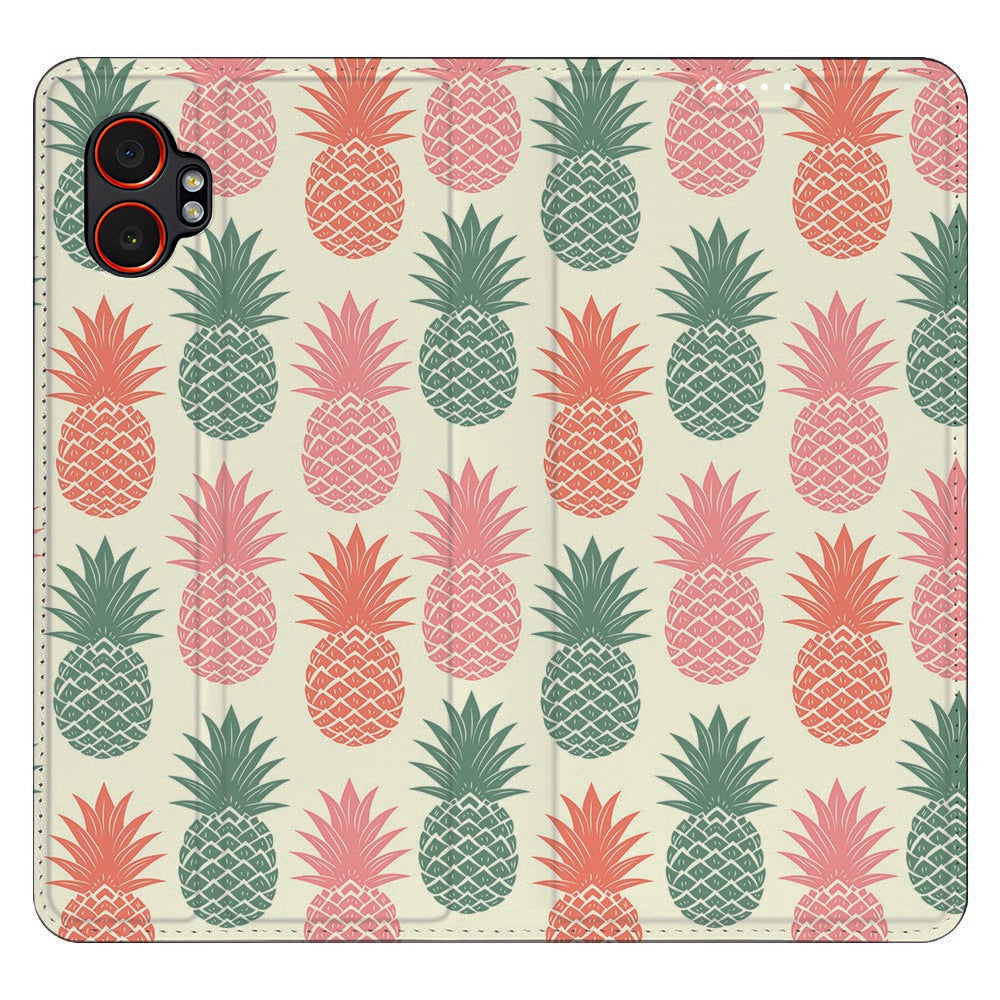 Samsung Xcover 7 Pro Book Cover Ananas hoesje ananas patroon vooraanzicht