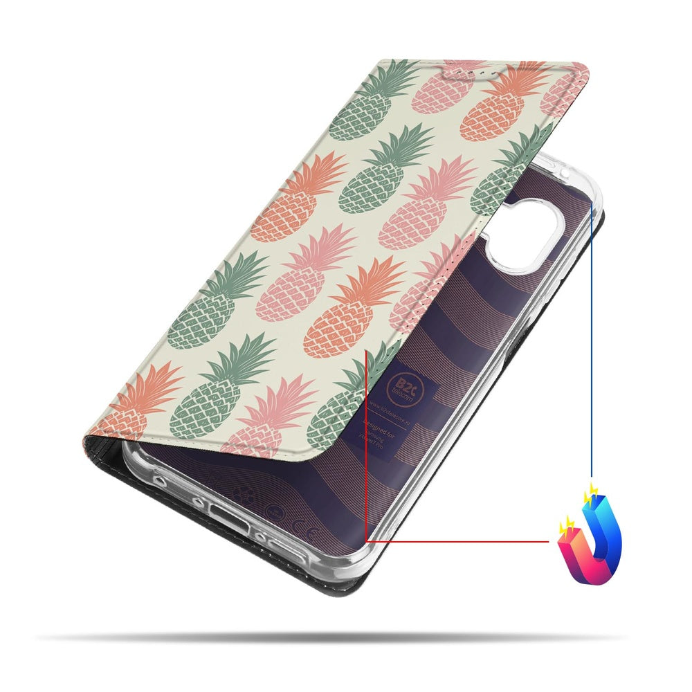 Samsung Xcover 7 Pro Book Cover Ananas design ananas patroon aanzicht