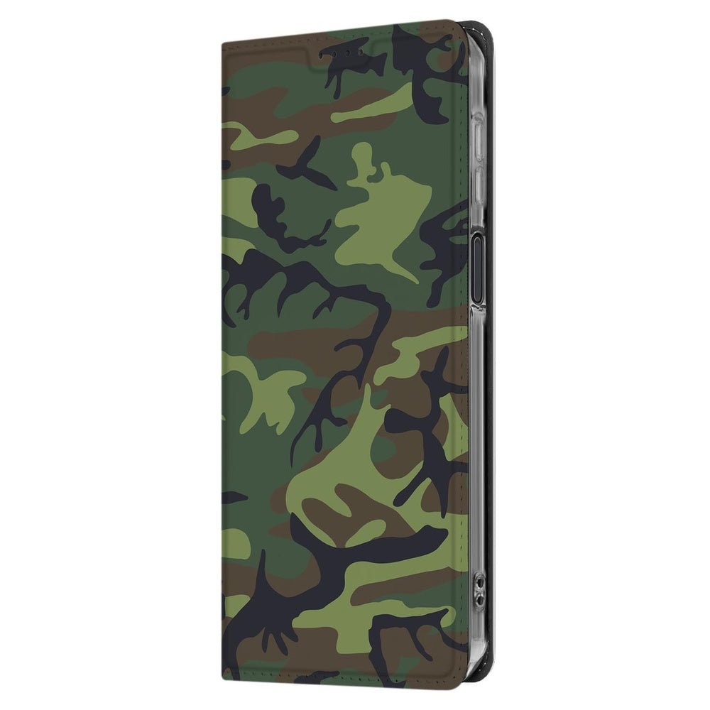 Samsung Galaxy Xcover 7 Pro Bookcase Army Dark camouflage bookcase zijaanzicht