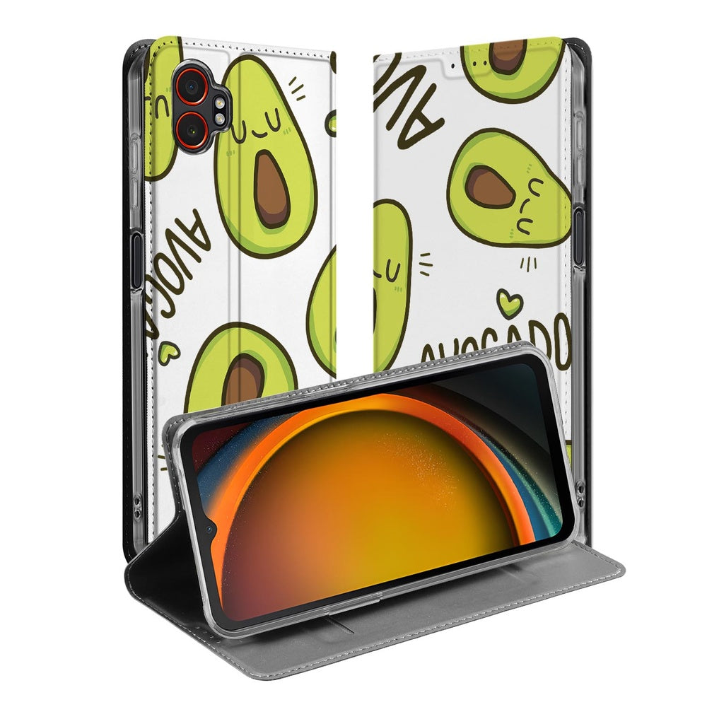 Samsung Galaxy Xcover 7 Pro Book Wallet Case Avocado Singing boekhoes avocado design voorkant