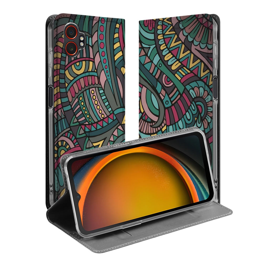 Samsung Galaxy Xcover 7 Pro Flip Style Cover Aztec design Aztec voorkant