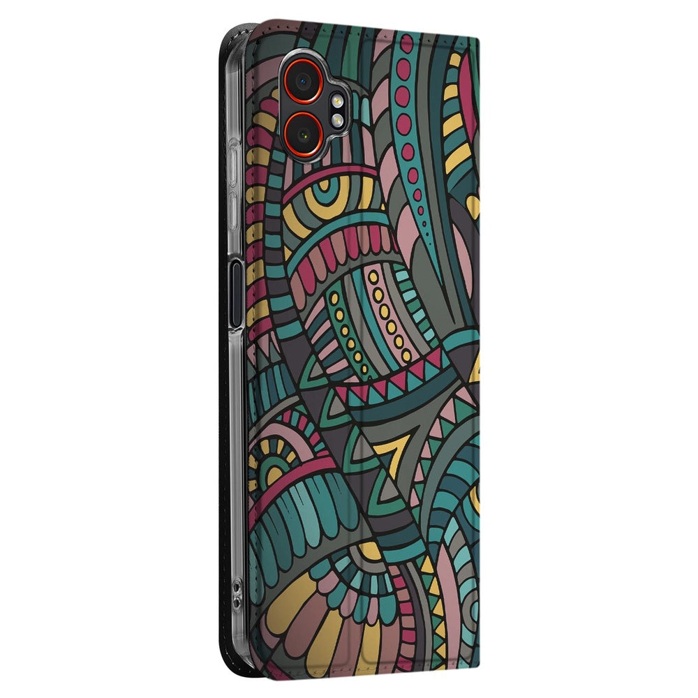 Samsung Galaxy Xcover 7 Pro Flip Style Cover Aztec flip hoes Aztec print aanzicht
