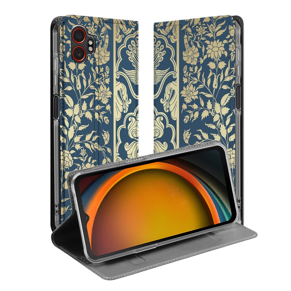 Samsung Galaxy Xcover 7 Pro Smart Cover Hoesje Beige Flowers design beige bloemen open
