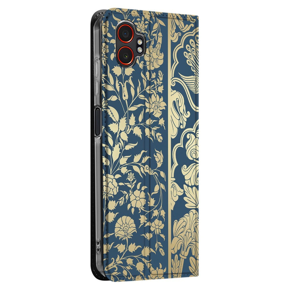Samsung Galaxy Xcover 7 Pro Smart Cover Hoesje Beige Flowers achterkant bloemen design