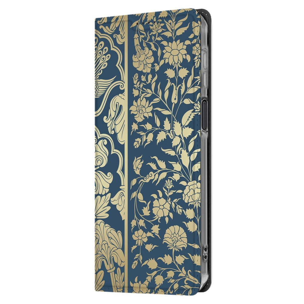 Samsung Galaxy Xcover 7 Pro Smart Cover Hoesje Beige Flowers design beige bloemen zij-aanzicht