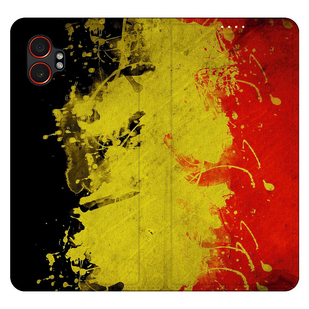 Samsung Galaxy Xcover 7 Pro Stand Case Hoesje Belgie Belgisch vlag ontwerp kleurensplashes