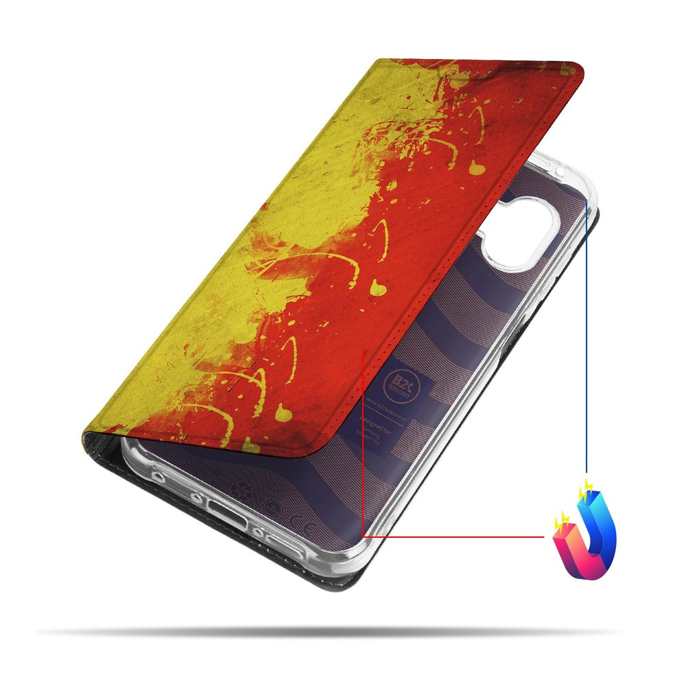 Samsung Galaxy Xcover 7 Pro Stand Case Hoesje Belgie design Belgische vlag kleuren aanzicht