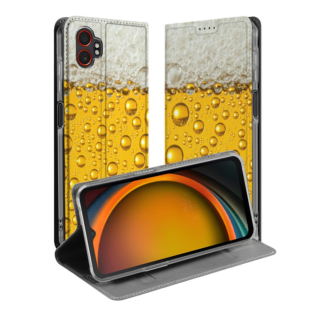 Samsung Galaxy Xcover 7 Pro Wallet Case Bier flip style design aanzicht