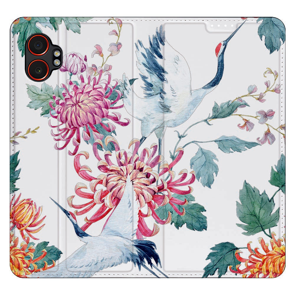 Samsung Galaxy Xcover 7 Pro Book Case Bird Flowers design bloemen vogels aanzicht