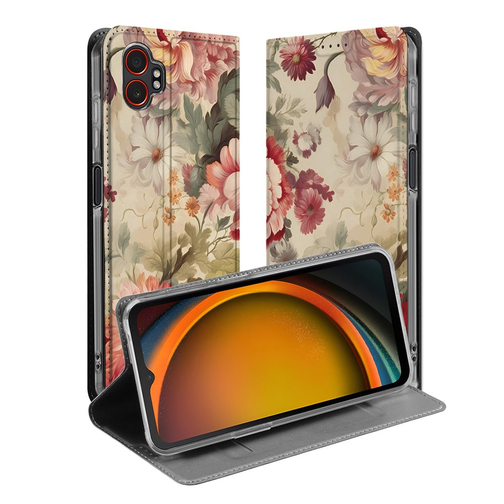 Samsung Galaxy Xcover 7 Pro Book Case Bloemen hoesje bloemenprint voorkant achterkant