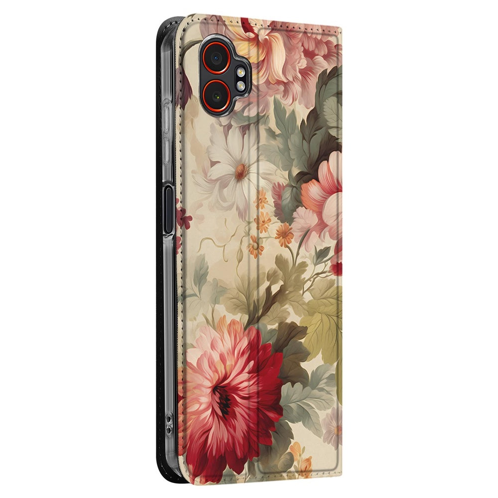 Samsung Galaxy Xcover 7 Pro Book Case Bloemen bloemenprint boekhoes zijaanzicht
