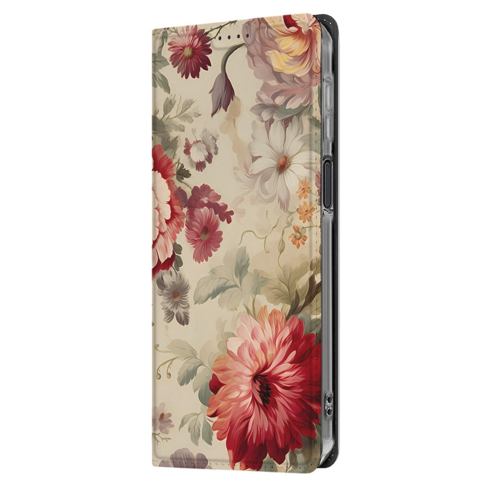 Samsung Galaxy Xcover 7 Pro Book Case Bloemen hoesje bloemenprint zijaanzicht